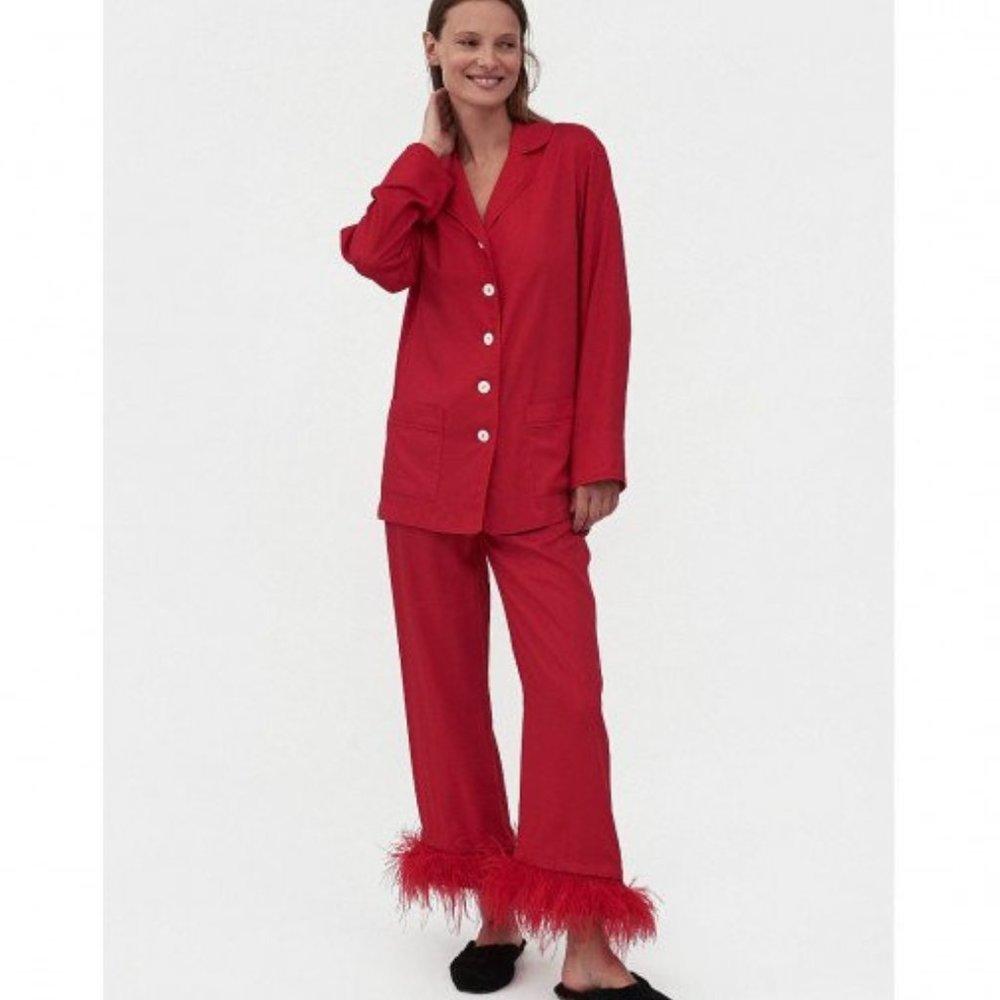 Sleeper Women's Party Feather 2-Piece Long Pajamas set